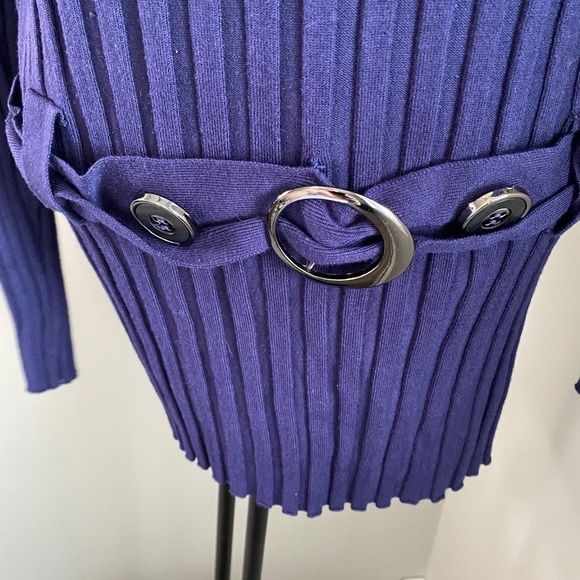 Contemporaine Simons Women's Navy Cowl Neck Ribbed Long Sleeve Sweater Top Large - Picture 5 of 13